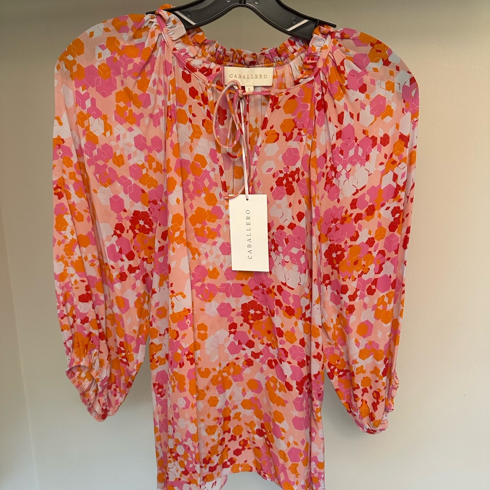 Women's Vibrant Floral Blouse - Pink and Orange